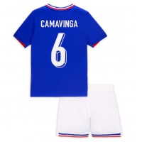 Camiseta Francia Eduardo Camavinga #6 Primera Equipación para niños Eurocopa 2024 manga corta (+ pantalones cortos)